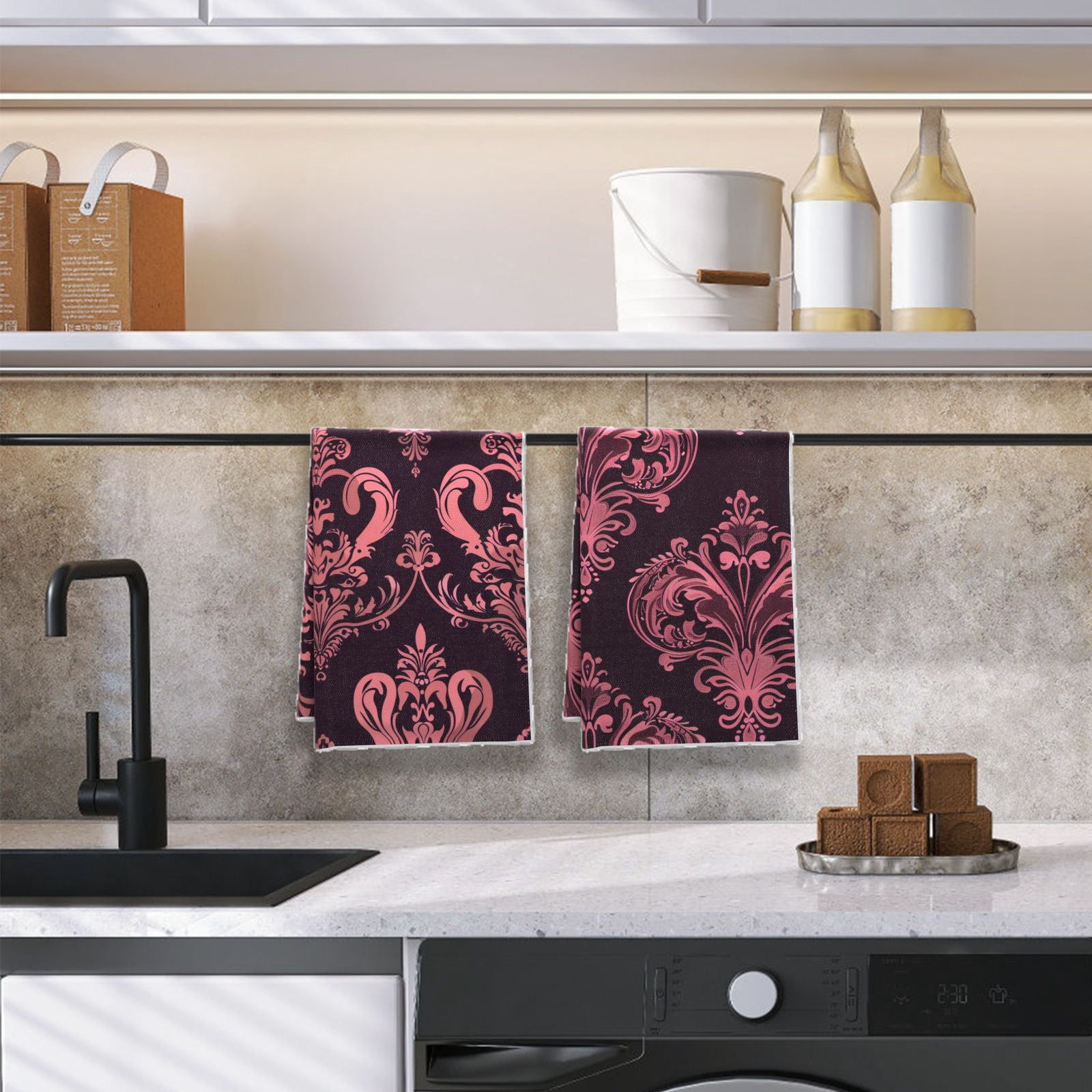 Boho Decorative Dishtowel for Bathroom Washroom Farmhouse Kitchen Dressing Room Deco - Geometric Shapes Handy Kitchen Accessories - 16x24in 4PCS - Symmetrical Comfortable Dish Cloth and Towel Sets