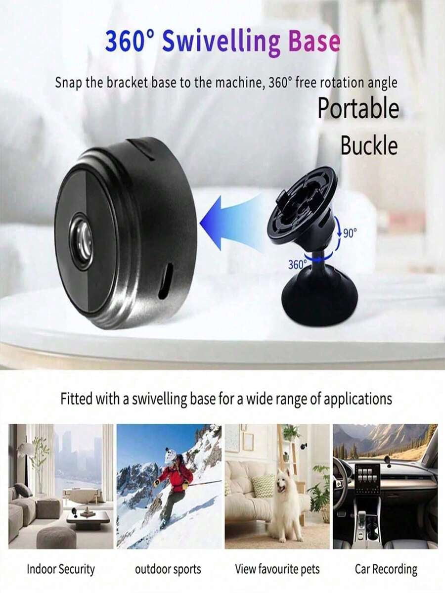 Mini Smart HD Cameras, Home Security Cameras, Portable And Wireless WiFi 2.4G Mobile Phone Remote Monitoring With Video Recording, Baby Monitor, Nanny Camera, Night Vision And Motion Detection.