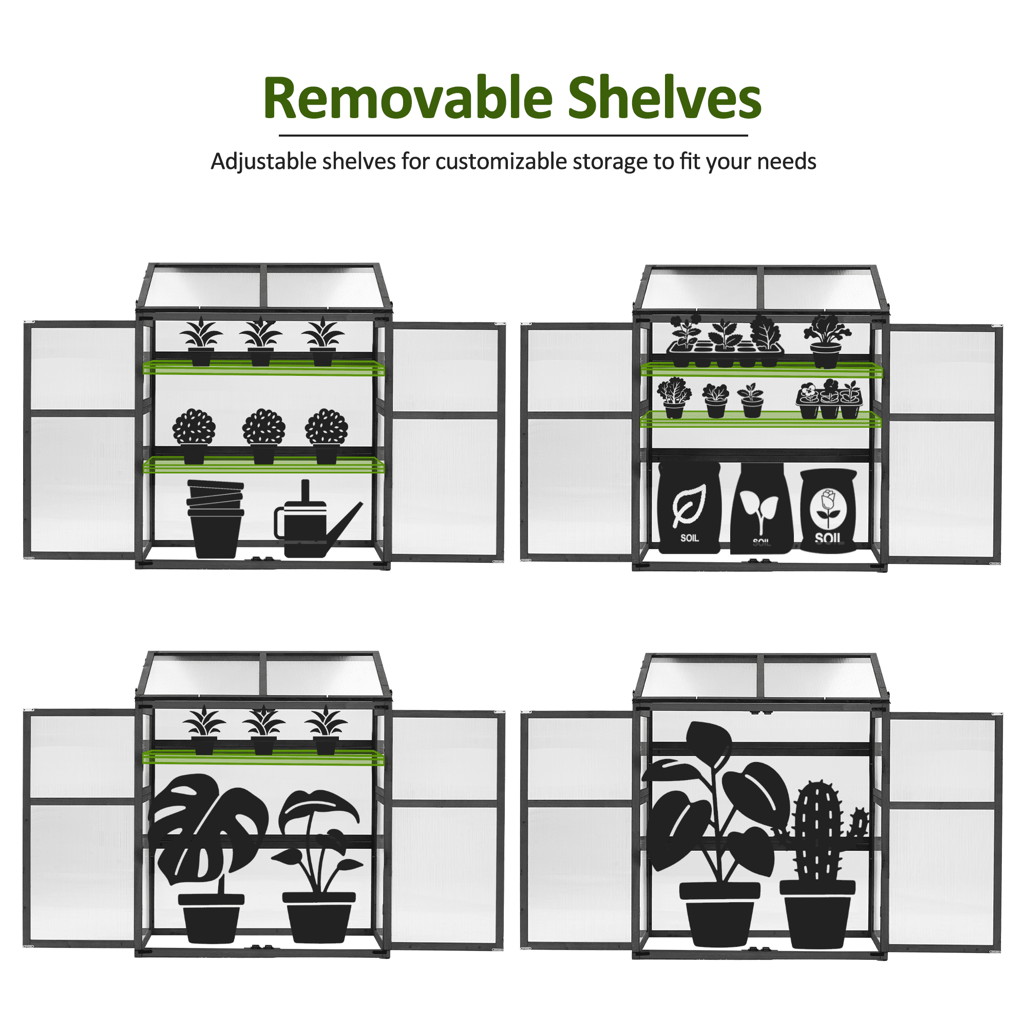 MCombo Cold Frame Large Wooden Greenhouse Cabinet Garden with Adjustable Shelves for Outdoor Indoor Use, 1344