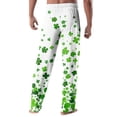 thumbnail image 3 of Fgvctg St. Patrick's Day Pajama Pants for Men Lucky Sleepwear Wide Leg Pajama Shamrock Clover Print High Waisted Pjs Pants Oversized Spring Fall Drawstring Lounge Pants with Pockets Green S, 3 of 5