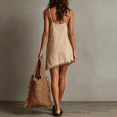 thumbnail image 4 of Sundresses for Women Spaghetti Strap V Neck Fringe Mini Dress Solid Causal Loose Summer Dress, 2XL, 4 of 4