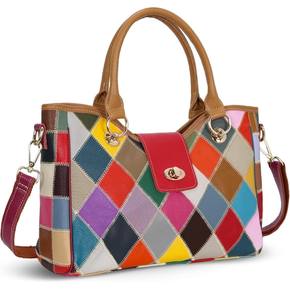 Genuine Leather Handbags Colorful Purses for Women Crossbody Bag Multi-color Tote Purse Designer Hobo Shoulder Bag