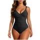 thumbnail image 1 of Trajes de Baño de Corte Alto para las Mujeres de Verano Color Sólido Traje de Baño de Correa sin Espalda, Nylon Spandex con Cojín de Pecho sin Cables, 1 of 6
