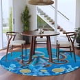 thumbnail image 3 of Blue Coastal Octopus Round Area Rug 6Ft Washable Circle Rugs for Bathroom Office, Coral Jellyfish Undersea Creatures Non-Slip Carpet Floor Mats Indoor Outdoor Carpet Runner Aesthetic Home Decor, 3 of 8