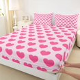 thumbnail image 3 of Homewish Love Heart Print Twin Sheet Sets 3pcs for Female Men Adults,Dreamy Princess Twin Fitted Sheet Microfiber,Romantic Valentine's Day Breathable Flat Sheet,Microfiber Bedroom Decor, 3 of 7