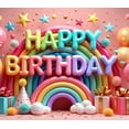 thumbnail image 3 of Colorful Theme Happy Birthday Banner Rainbow Background Party Decoration for Birthday Celebration Kids Party Indoor Decoration, 3 of 7