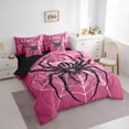 thumbnail image 3 of Feelyou Romantic Gothic Animal Twin Bedding Sets 7-Piece, Pink Spider Web Bedding Comforter Set, Teens Kids Boys Girls Reversible Sheet Sets, Luxury Bedroom Decor, 3 of 8