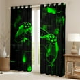 thumbnail image 2 of jejeloiu Cartoon Gamepard Black Out Curtains,Modern Geometric Grid Curtains Pack of 2 (42x63 Each),Black Green Plaid Bedroom Curtains For Boys Kids,Luxury Bedroom Decor, 2 of 6