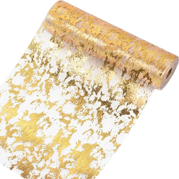 Gold Table Runner, Glitter Polyester Mesh Tablecloth for Party Wedding Decorations, Gold Table Decor, 11 Inch x 100 Feet Roll