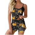 thumbnail image 2 of Sakmal Summer Pajamas for Women Set Tank Top and Shorts Halloween Lightweight Black Cat Nightwear Set ,Black,XXL, 2 of 5
