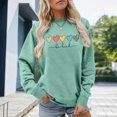 thumbnail image 2 of Daznico Women's Classic Ribbed Crew Neck Pullover Sweatshirt Multi Pattern Heart Graphic Drop Shoulder Long Sleeve Soft Loose Top for Daily,XXL, 2 of 4
