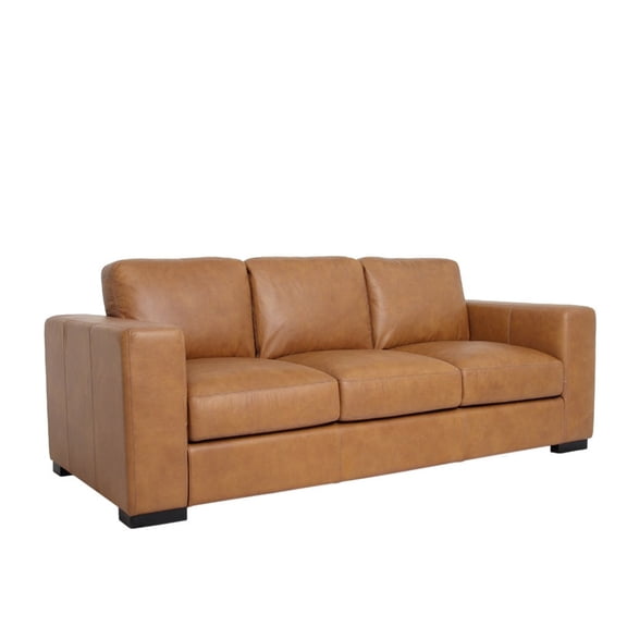 Crafters and Weavers Argento Top Grain Leather Sofa in Tan