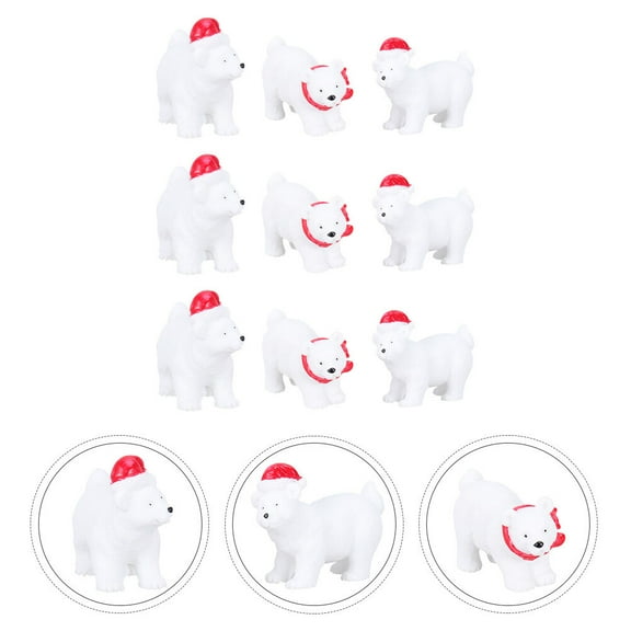 TOYMYTOY 9Pcs Polar Bear Doll Christmas Tree Decorations White Resin for Family Home Decoration