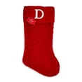 Red Knit Monogram Stocking, Letter D, 18 in, by Holiday Time