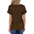 thumbnail image 4 of KONBECA Women Summer Tops Women Solid Short Sleeve V-Neck Casual Pockets Tee Tops T Shirt Coffee M, 4 of 6