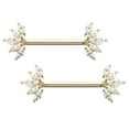 thumbnail image 3 of 14 Karat Solid Gold Nipple Ring Barbell 14 Gauge  Threadless Fan CZ, 3 of 6