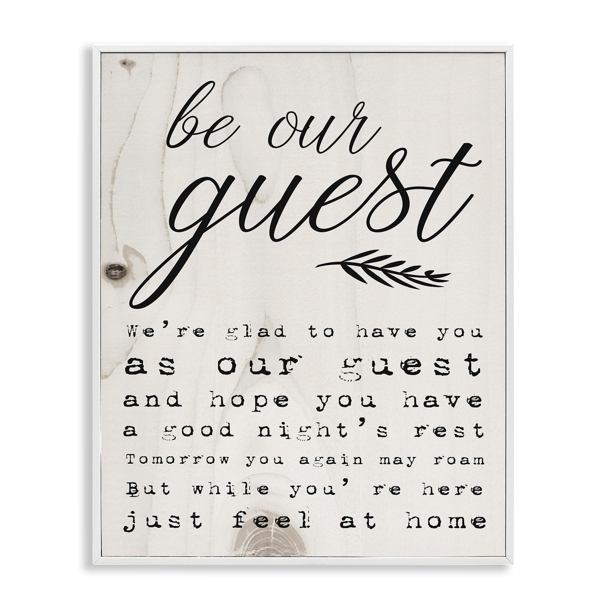 Stupell Industries Be Our Guest Poem Cursive Graphic Art White Framed Art Print Wall Art, 24x30, by Daphne Polselli