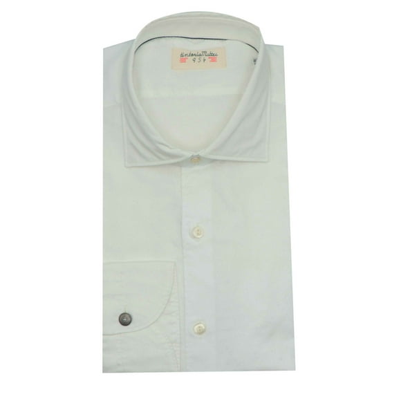 Tintoria Mattei 954 Men's White Stripe Dress Shirt - L