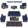 thumbnail image 6 of ALAULM 12 Piece Patio Furniture Set,Wicker Rattan Outdoor Sectional Sofa Set with Coffee Table&Thicken Navy Blue Cushions, 6 of 8