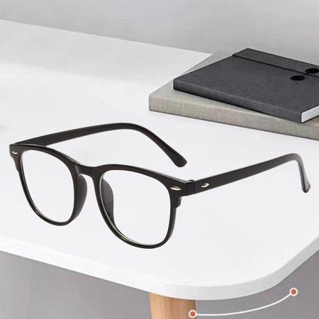 Fashion Eyeglasses ,Transparent Flat Mirror ,Anti ,Anti Eye Fatigue Spectle ,Lightweight Eyewear for Women Screens Work Gaming - Blk Black