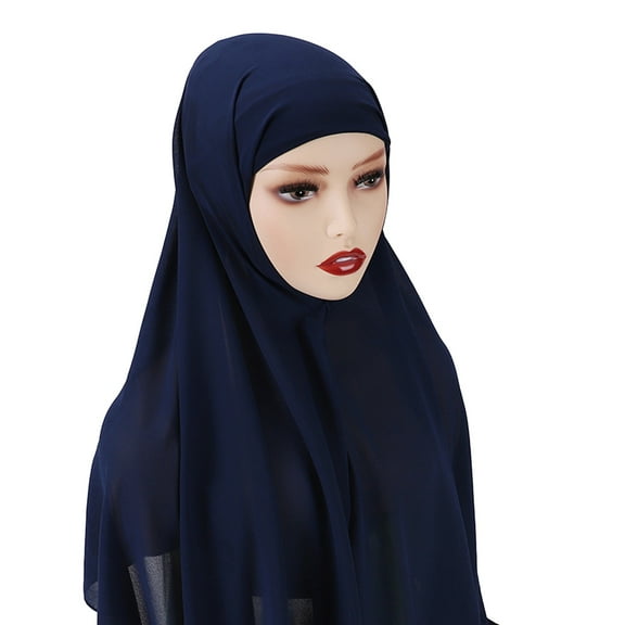 AWZXDE Women's Solid Color Everyday Casual Hooded Headscarf - Versatile Lightweight Neck & Hair Wrap for Outdoor Errands & Relaxation Navy,One Size