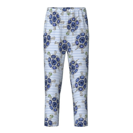 Fuzoiu Turtle with Blue Stones Print Teenagers Pajama Pants Lounge Pants with 2 Pockets Elastic Waist Kids Sleep Bottoms Comfy Sleepwear PJ Bottoms for Kids-Medium