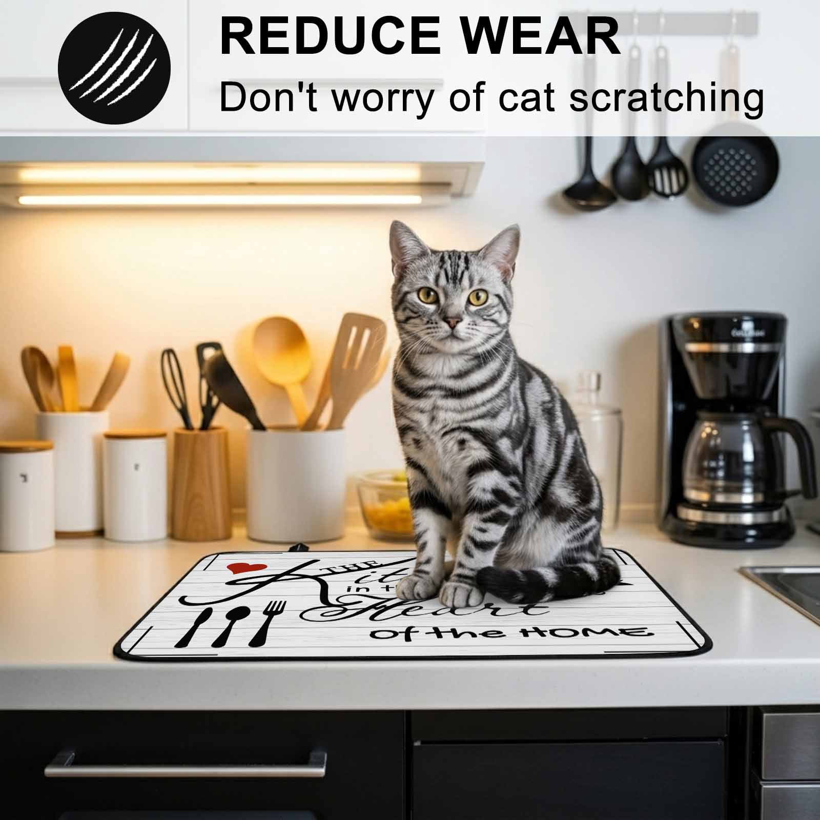 Kitchen Tableware Stove Top Cover for Electric Stove, Heat-proof & Non Slip Glass Top Stove Cover Protector, Red Love Heart Black Words Vintage Kitchen Flat Cooktop Rubber Mat 24x21 Inches