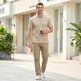 thumbnail image 5 of NKOOGH Mens Knit Shirts Short Sleeve Ribbed Textured T-Shirt Lightweight Casual Shirts Collared T Shirt, 5 of 9