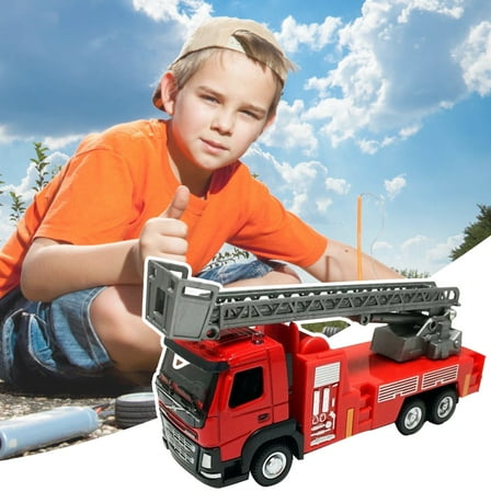 Nsxcdh Large Children's Alloy Ladder Fire Truck,Water Sliding Metal Model,Detailed Toy Vehicle for Collectors