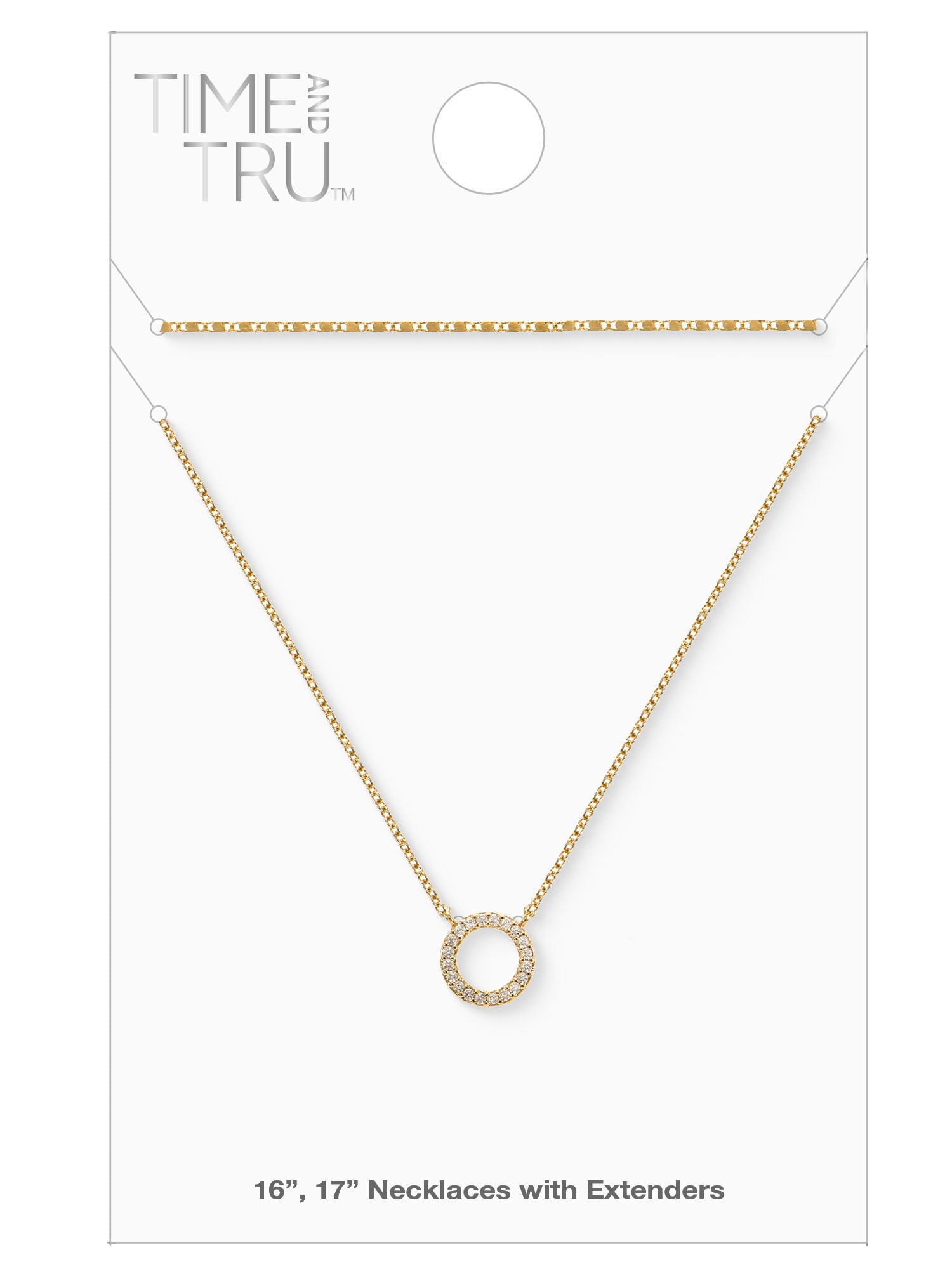 Time and Tru Women's Goldtone Open Circle Necklace Set, 2 Pieces