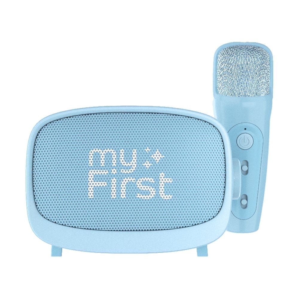 myFirst Voice 2 Kids Karaoke Machine: Portable Bluetooth Speaker, Wireless Microphone & 5 Voice Changers (Blue)