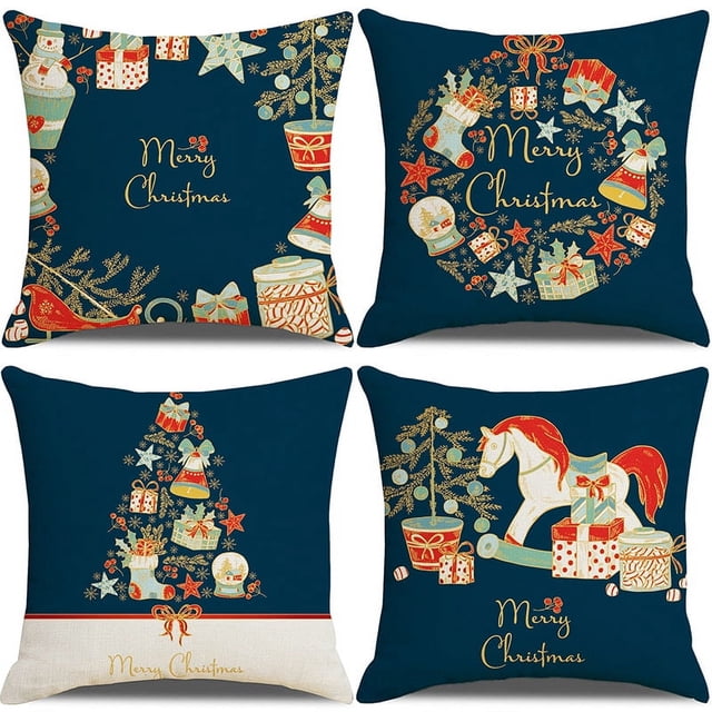 Funda de Almohada de Navidad,Funda de Almohada Material de ,Funda de Almohada Decorativa de Navidad(C)(4 piezas)