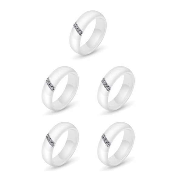 Qarigey Anillo de circón de cristal Superficie lisa Blanco Negro Lazo de cerámica Estilo simple Mujeres Pareja Joyería de compromiso de boda Type8 NO8
