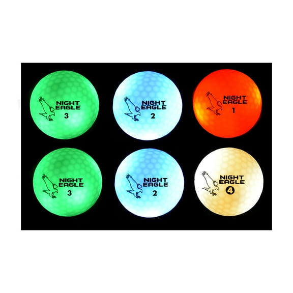 Night Eagle CV LED Golf Balls - Light Activated - No Timer - 6 Pack
