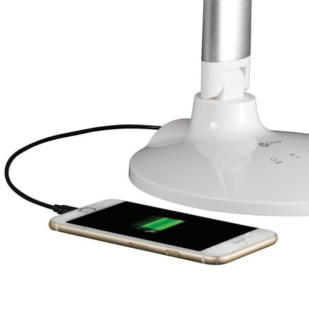 OttLite - Command LED Desk Lamp with Amazon Alexa and Google Home Voice Assistant - Silver