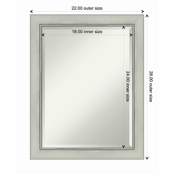 Amanti Art Flair Silver Patina Beveled Wood Wall Mirror 28 x 22 in.