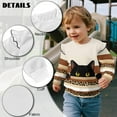 thumbnail image 7 of Xixirimido Cat Leopard Stripes Print Toddler Girls Fall Winter Sweatshirt Long Sleeve Ruffle Trim Pullover Top Cute Graphic Crewneck Sweater Outfit, for 4-5T, 7 of 7