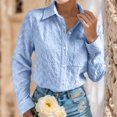 thumbnail image 2 of Vedolay Blouses for Women 2023 Casual Button Down Lapel Collar Tops Blue,XL, 2 of 5