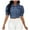 Dark Blue, variant on ZZwxWA Women Solid Color Puffed Sleeves Cropped Short Denim Jacket Short Sleeve Button Down Jean Outerwear Coat
