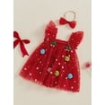 thumbnail image 4 of Jaweiwi Baby Toddler Girls Rompers Dress for Christmas Clothes 3 6 9 12 18 Months Bobbles Bells Decor Mesh Skirts Hem Sleeveless Bodysuits with Headband, 4 of 9
