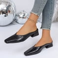 thumbnail image 6 of BXSRUTA Womens Plus Size Leather Square Toe Low Heel Slippers Backless Slip on Comfort Casual Shoes, 6 of 8