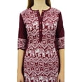 thumbnail image 2 of Phagun Kurta Droite Bordeaux pour Femmes, Manches 3/4, Kurti Décontractée Imprimée-16, 2 of 2
