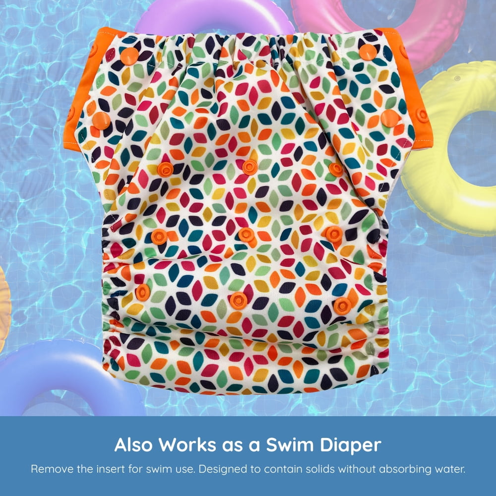 EcoAble Hybrid Cloth Diaper: Potty Training, Swim, Special Needs, PUL (Sz 3, Bang Boom Comic)