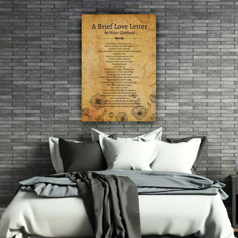 A Brief Love Letter poem wall art Nizar Qabbani quotes wall art poetry  posters 
