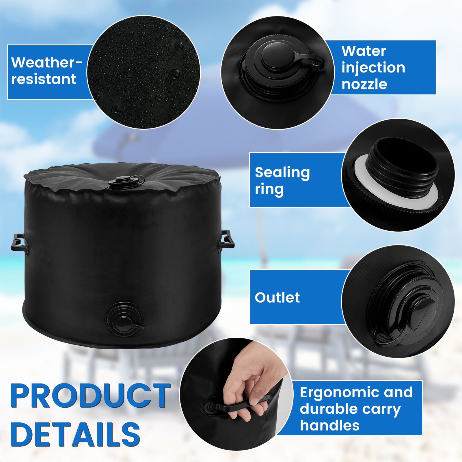 Fznkrag Umbrella Base Weight Bag Up to 100 lbs Umbrella Base Water Bag Umbrella Stand Outdoor Base,40L