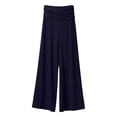 thumbnail image 6 of Womens Pants Coral Fold Over Yoga Pants On Solid Wide Leg Loose Fit Pants With Ruched Waist For Yoga Sports Everyday Athletic Seamless Summer Wide Leg Yoga Pants For Women Navy XXL, 6 of 7