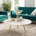 thumbnail image 2 of Modway Lippa 40" Artificial Marble Coffee Table with Tripod Base in Gold/White, 2 of 3