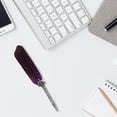 thumbnail image 3 of Jiibva Vintage Feather Pen Retro Feather Dip Pen Round Carved Pen Student Writing Fountain Pen for Party Gift, 3 of 7