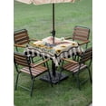 thumbnail image 4 of Outdoor Tablecloths with Umbrella Hole & Zipper, Pig Sunflowers 60x60 Inch Square Tablecloths, Yellow Floral Black White Checkered Rustic Waterproof Table Cloth, Patio/Pool/Picnic Table Covers, 4 of 8