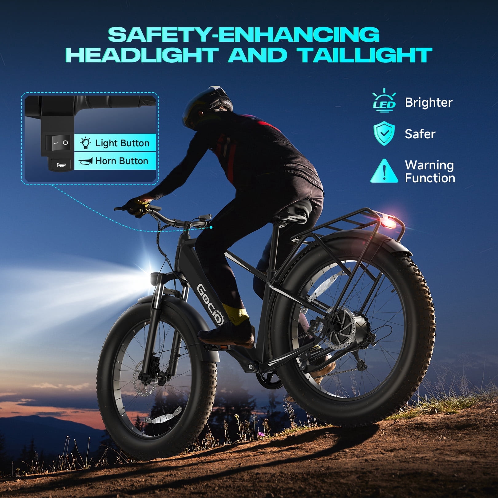 Gocio UL2849 Certified 26"x4.0 Fat Tire Electric Bike for Adults, 1500W Peak Motor, 48V 15Ah Battery, 25MPH Max Speed, Off-Road Mountain E-bike